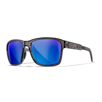 Okulary WileyX Trek Gloss Crystal Dark Grey Frame Captivate Pol Blue Mirror Lens AC6TRK09