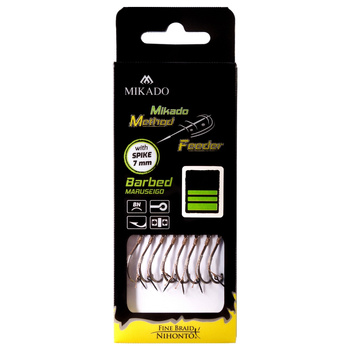Haczyki z przyponem Mikado Method Feeder MARUSEIGO z igłą #6 BN 0,16mm 10cm 8szt. HMFB211I-6