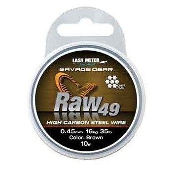 Linka nierdzewna Savage Gear Raw 49 Uncoated średnica 0,45mm 16kg 10m nr art. 54893