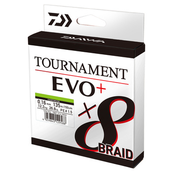 Plecionka Daiwa Tournament X8 BRAID EVO+ 135m 0,18mm 15,80kg CHARTREUSE 12761-018