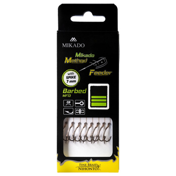 Haczyki z przyponem Mikado Method Feeder MF13 z igłą #12 DB 0,12mm 10cm 8szt. HMFB213I-12