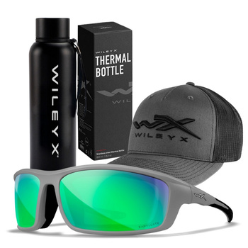 Okulary WileyX Grid CAPTIVATE GREEN MIRROR + Czapka + Termos