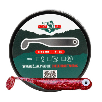 Great Fish GF1 49mm 1g Fish Scent GLITTER RED 10szt.