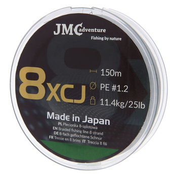 Japońska plecionka ośmiosplotowa 8XCJ PE1.2 150m 11.4kg ZIELONA