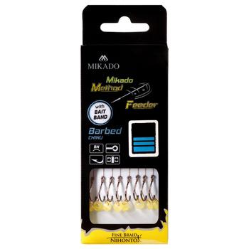 Haczyki z przyponem Mikado Method Feeder Chinu z gumką #10 BN 0.12mm 10cm 8szt. HMFB212G-10