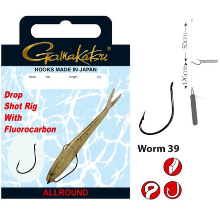 Hak z przyponem GAMAKATSU Dropshot RIG 0.18mm 170cm #4 - 3szt