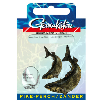 Haczyki z przyponem Gamakatsu Pike Perch Zander Worm 36 #2 0,22mm 60cm 6 szt. 180026-200-22