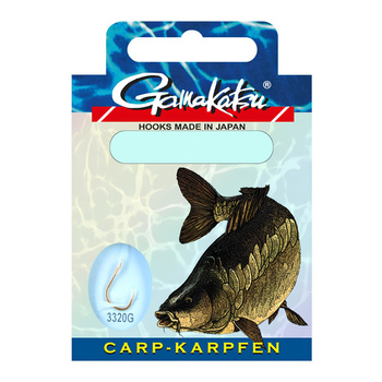 Haczyki z przyponem Gamakatsu Carp 3320G #8 0.24mm 75cm 10 szt. GOLD 140189-800-24