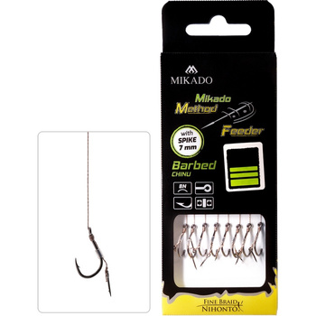 Haczyki z przyponem Mikado Method Feeder Chinu z igłą #12 BN 0,12mm 10cm 8szt. HMFB212I-12