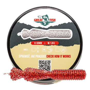 Great Fish GF2 Leech Shrimp Scent 60mm 1,8g  GLITTER RED 10szt.