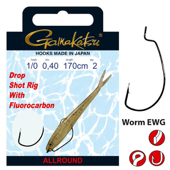 Hak z przyponem fluorokarbonowym Gamakatsu #2 0,31mm 170cm Drops Worm EWG 140304-200
