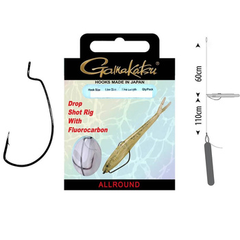 Hak z przyponem GAMAKATSU Dropshot RIG 0.35mm 170cm #1/0 - 2szt