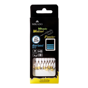 Haczyki z przyponem Mikado Method Feeder MF13 z gumką #10 DB 0.12mm 10cm 8szt. HMFB213G-10