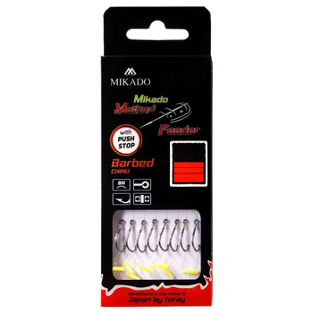 Haczyki z przyponem Mikado Method Feeder Chinu z Push Stopem #4 BN 0.28mm 10cm 8szt. HMFB12P-4