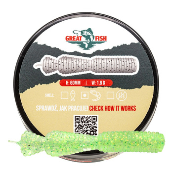 Great Fish GF2 Leech Shrimp Scent 60mm 1,8g  GLITTER LIGHT GREEN 10szt.