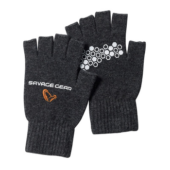 Rękawiczki Savage Gear Knitted Half Finger Glove L DARK GREY MELANGE SVS76551