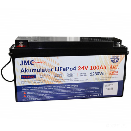 Akumulator JMCRF LiFePo4 100A 25,6V (24V) Bluetooth AK100A25.6VJMCRF