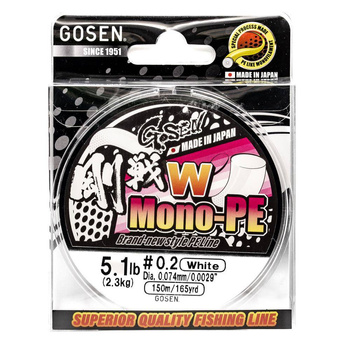 Plecionka Japońska Gosen W Mono PE #0.2 2,3kg 150m WHITE PWMO150W02