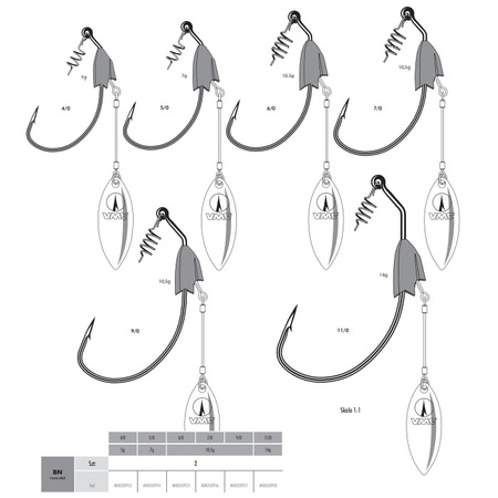 Hak Offsetowy z dociążeniem VMC SWIMBAIT BLADED 7346BS 7g 5/0