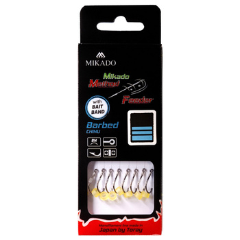 Haczyki z przyponem Mikado Method Feeder Chinu z gumką #4 BN 0.28mm 10cm 8szt. HMFB12G-4