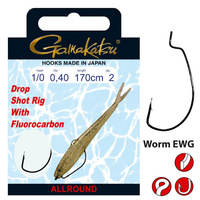 Hak z przyponem fluorokarbonowym Gamakatsu #2 0,31mm 170cm Drops Worm EWG 140304-200