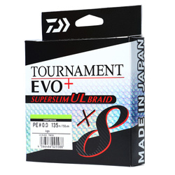 Plecionka Daiwa Tournament X8 Braid EVO+ SUPERSLIM UL Braid PE 0.4 135m CHARTREUSE 12125-004