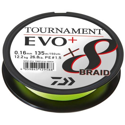 Plecionka Daiwa Tournament X8 BRAID EVO+ 135m 0.08mm 4.9kg CHARTREUSE 12761-008